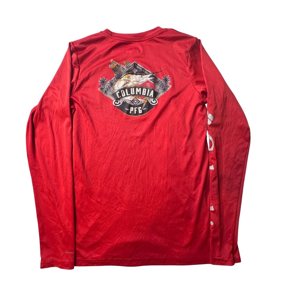Columbia Shirt Kids L Red PFG Terminal Tackle Long Sleeve Graphic Fishing Tee